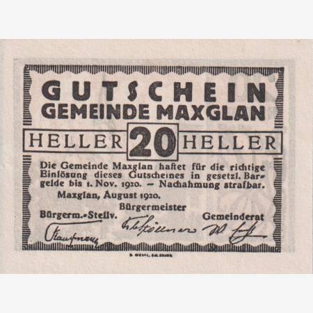 Maxglan 20 heller 1920