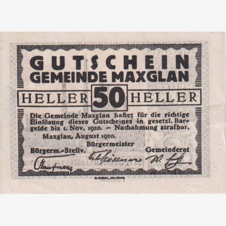Maxglan 50 heller 1920