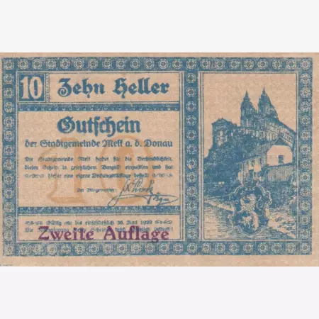 Melk an der Donau 10 heller 1920. 2.kiadás