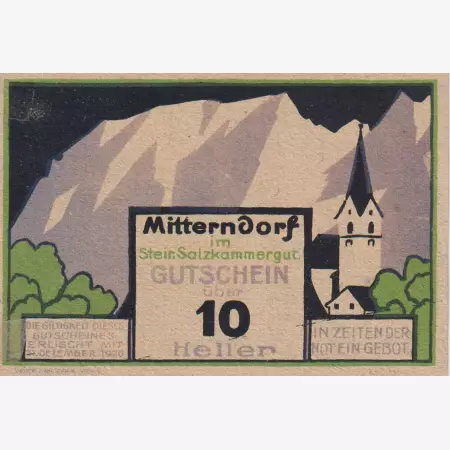 Mitterndorf 10 heller 1920.