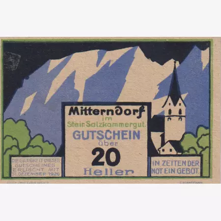 Mitterndorf 20 heller 1920.