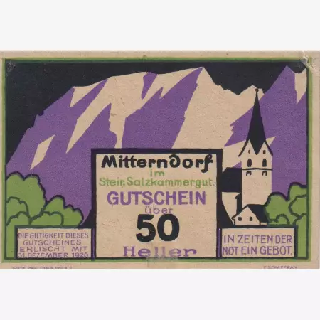 Mitterndorf 50 heller 1920.