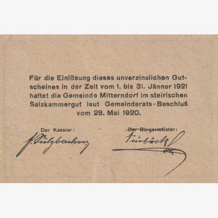 Mitterndorf 50 heller 1920.