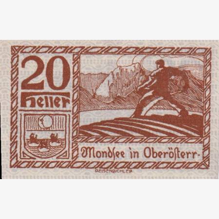 Mondsee 20 heller 1920. Mondsee 20 heller 1920.