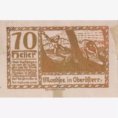 Mondsee 10 heller 1920.  aranyszínű