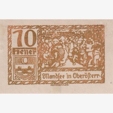 Mondsee 10 heller 1920. aranyszínű Mondsee 10 heller 1920. aranyszínű