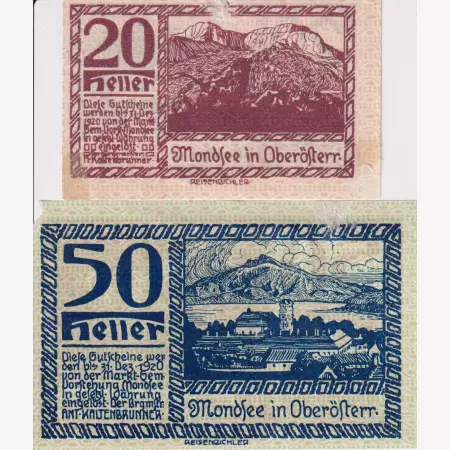 Mondsee 20 és 50 heller 1920.