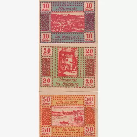 Neumarkt bei Salzburg 10, 20, 50 heller 1920.