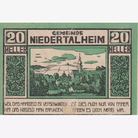 Nidertalhein 20 heller 1920.