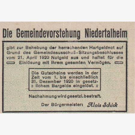 Nidertalhein 20 heller 1920. Nidertalhein 20 heller 1920.