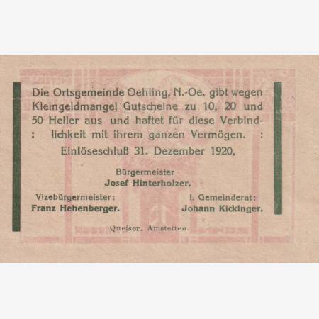 Ohling 10 heller 1920. Ohling 10 heller 1920.