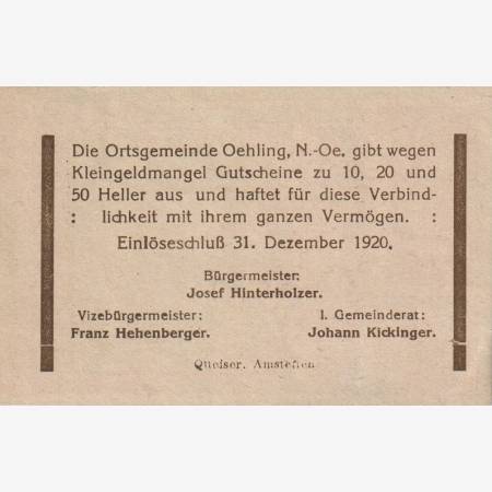 Ohling 50 heller 1920. Ohling 50 heller 1920.