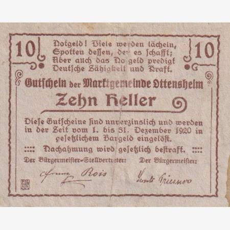 Ottensheim 10 heller 1920.