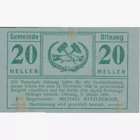 Ottnang 20 heller 1920.