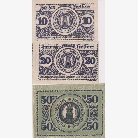 Persenbeug 10, 20, 50 heller 1920. Persenbeug 10, 20, 50 heller 1920.