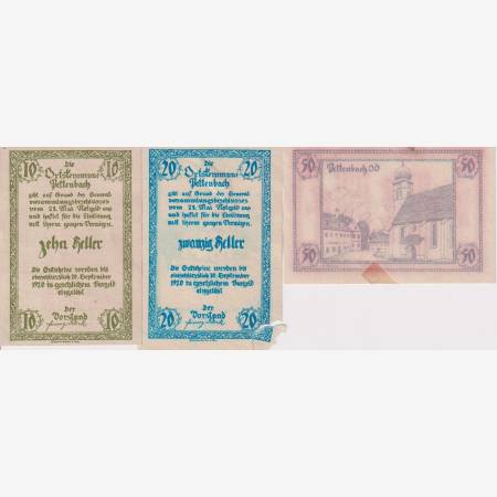 Pettenbach 10, 20, 50 heller 1920. Pettenbach 10, 20, 50 heller 1920.