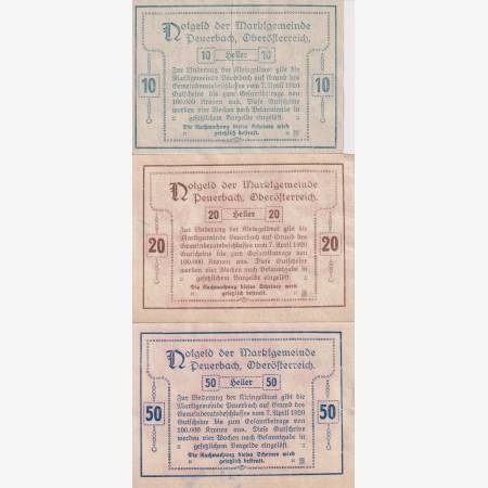 Peuerbach 10, 20, 50 heller 1920. Peuerbach 10, 20, 50 heller 1920.