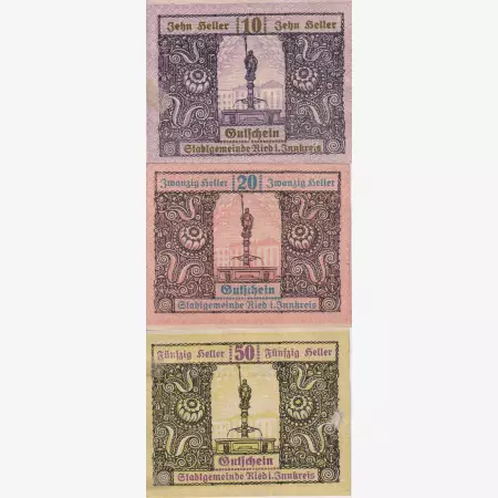 Ried im Innkreis 10, 20, 50 heller 1920.