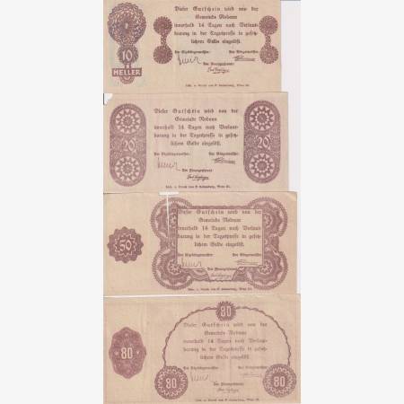 Rodaun 10, 20, 50, 80 heller 1920. Rodaun 10, 20, 50, 80 heller 1920.