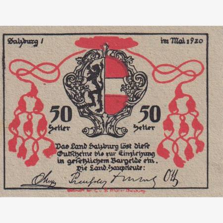 Salzburg 50 heller 1920.