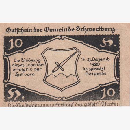 Schwertberg 10 heller 1920. Schwertberg 10 heller 1920.