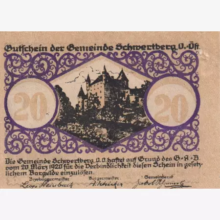 Schwertberg 20 heller  1920.