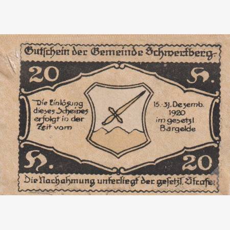 Schwertberg 20 heller  1920.