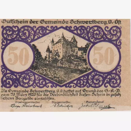 Schwertberg 50 heller  1920.