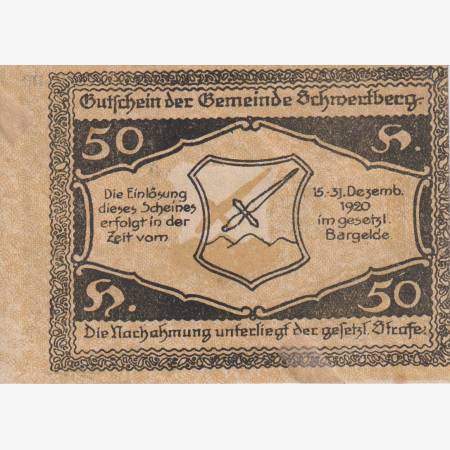 Schwertberg 50 heller 1920. Schwertberg 50 heller 1920.