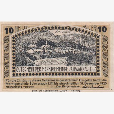 Schwarzach im Pongau 10 heller 1920.