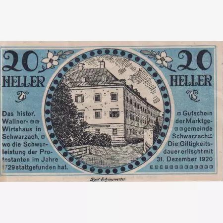 Schwarzach im Pongau 20 heller 1920.
