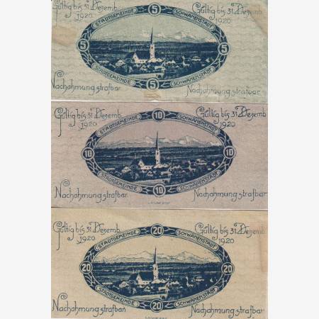 Schwanenstadt  5, 10, 20 heller 1920.