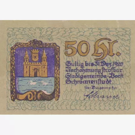 Schwanenstadt  50 heller 1920.