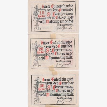 St. Lorenz 10, 20, 50 heller 1920.
