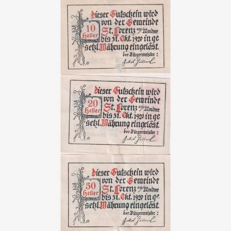 St. Lorenz 10, 20, 50 heller 1920.