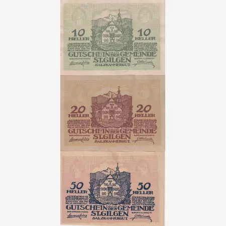 St. Gilgen 10, 20, 50 heller 1920.