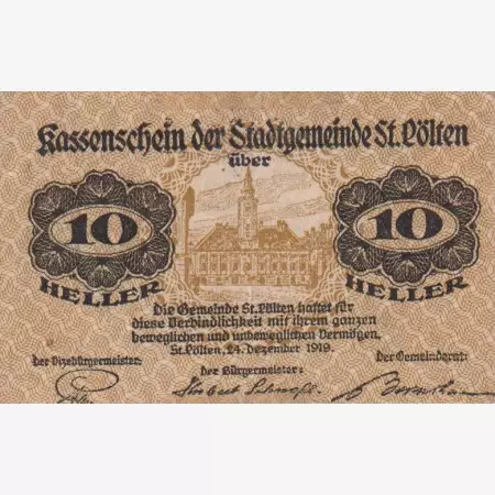 St. Pölten 10 heller 1919.