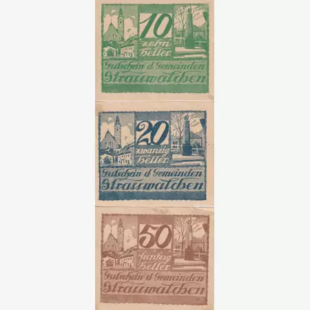 Strasswalchen 10, 20, 50 heller 1920.