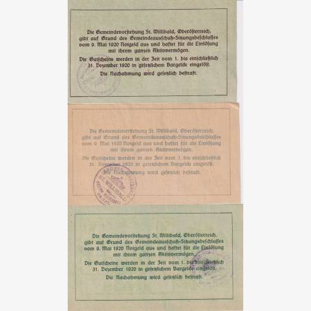 St. Wilibald 10, 20, 50, heller 1920. St. Wilibald 10, 20, 50, heller 1920.