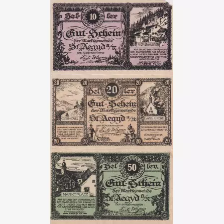 St. Aegyd am. 10, 20, 50 heller 1920