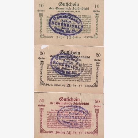 Schönbichl 10, 20, 50 heller 1920. pecsételt! Schönbichl 10, 20, 50 heller 1920. pecsételt!