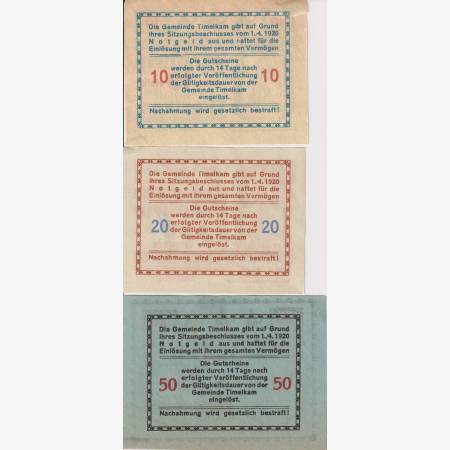 Timelkam 10, 20, 50 heller 1920.