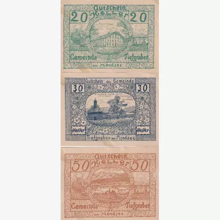 Tiefgraben 20, 30, 50 heller 1920.