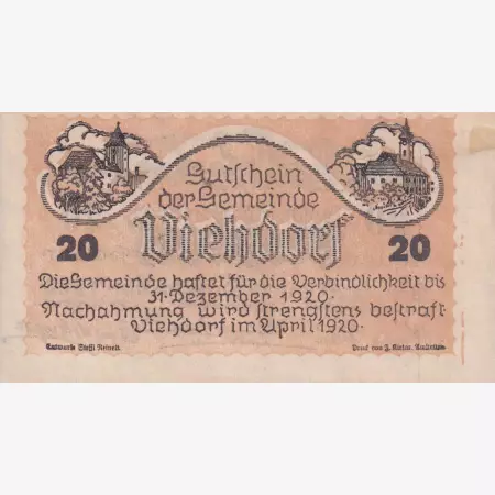 Viehdorf 20 heller 1920.
