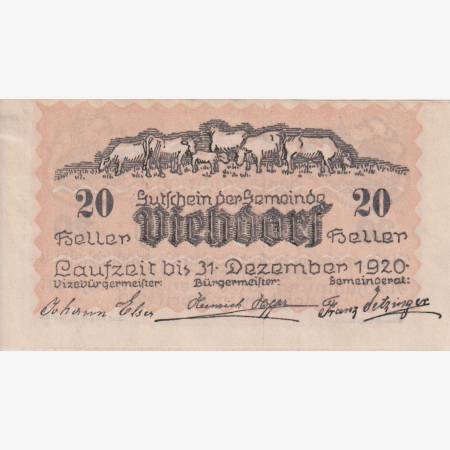Viehdorf 20 heller 1920.