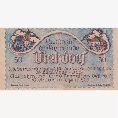 Viehdorf 50 heller 1920.