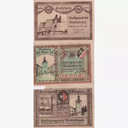 Vöcklabruck 10, 20, 50 heller 1920.