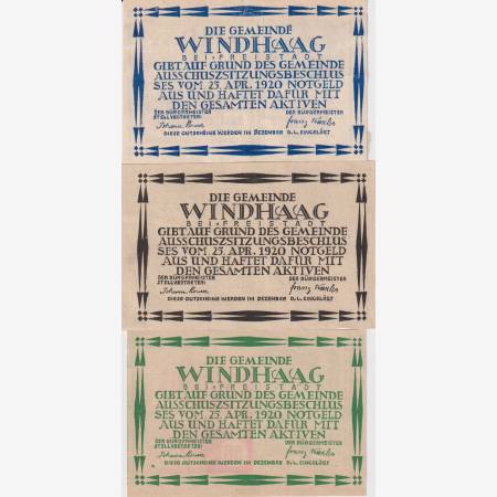 Windhaag bei Freistadt 10, 20, 50 heller 1920.