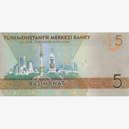 Türkmenisztán 5 manat 2009. P 23 (L) Türkmenisztán 5 manat 2009. P 23 (L)