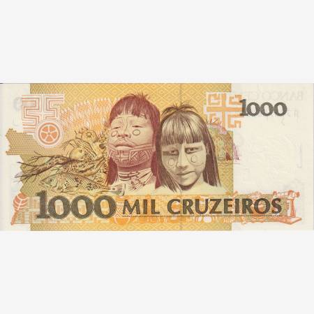 Brazilia 1000 cruzeiros 1990-1991. P 231c (L) Brazilia 1000 cruzeiros 1990-1991. P 231c (L)